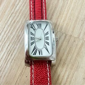 Coldwater creek ladies silver tone red dress watch NEW BATTERY